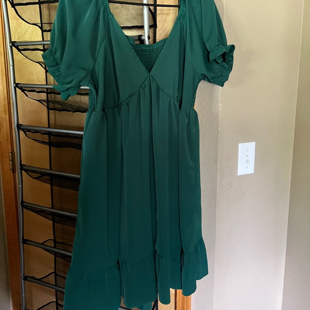 Puff sleeve ruffle dress